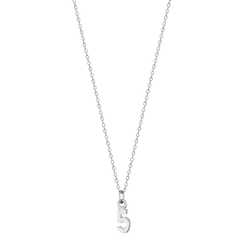 Ecoated Sterling Silver Tiny #5 Charm Necklace image