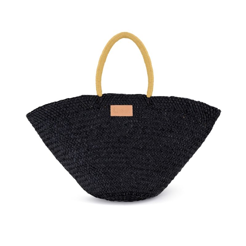 Nora Black Straw Beach Bag - Sand image