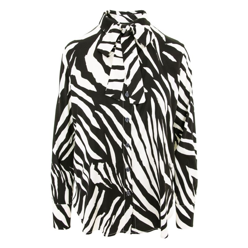 Norali Animal Print Pussy Bow Silk Shirt image