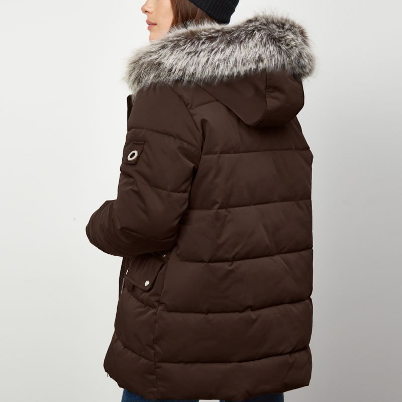 Nordic Faux Fur Parka Jacket - Chocolate image