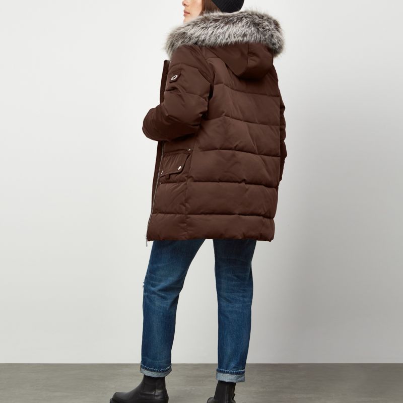 Nordic Faux Fur Parka Jacket - Chocolate image