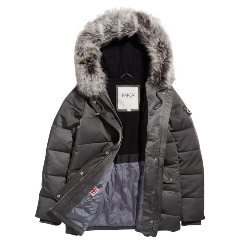 Nordic Faux Fur Parka Jacket - Grey image