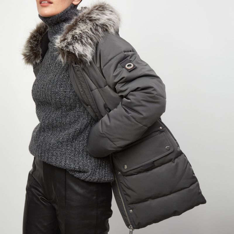 Nordic Faux Fur Parka Jacket - Grey image