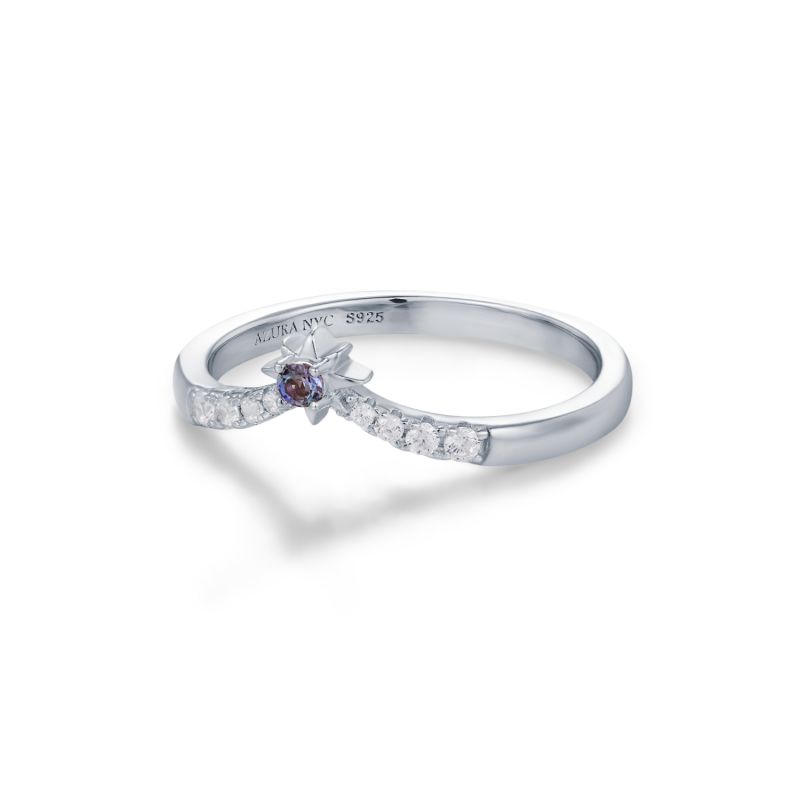 North Star Alexandrite Ring White Gold Vermeil image