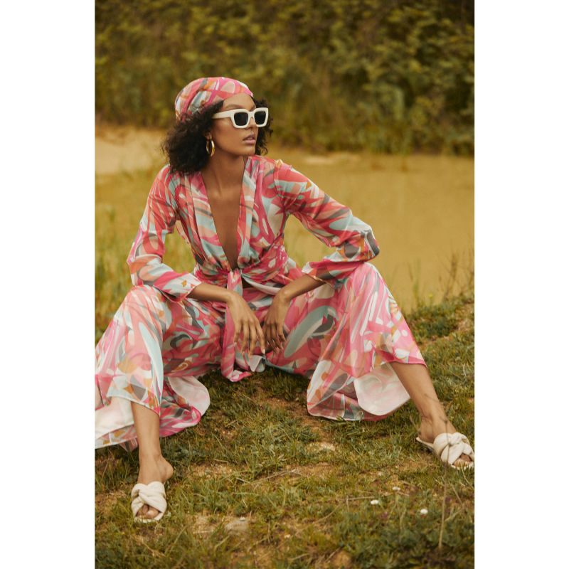 Nova Kimonos set with ciffon trousers - Pink&Purple image