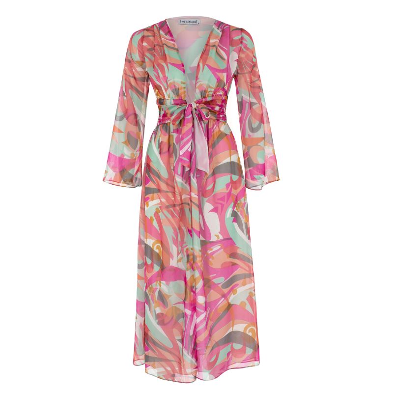 Nova Kimonos set with ciffon trousers - Pink&Purple image