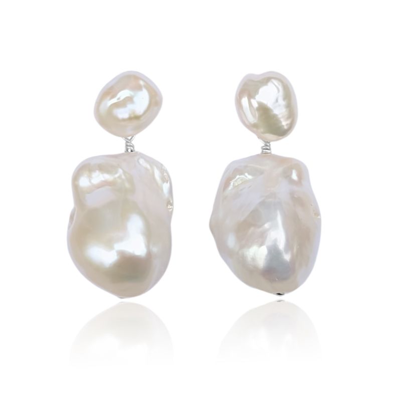 Nova Large Baroque Pearl Drop Sterling Silver Earrings image