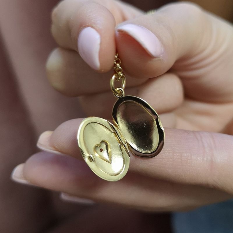 Gold Flaming Heart Locket Necklace image