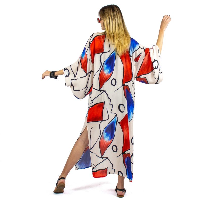 Abstract Viscose Kimono Embellished With Embroidery Details image