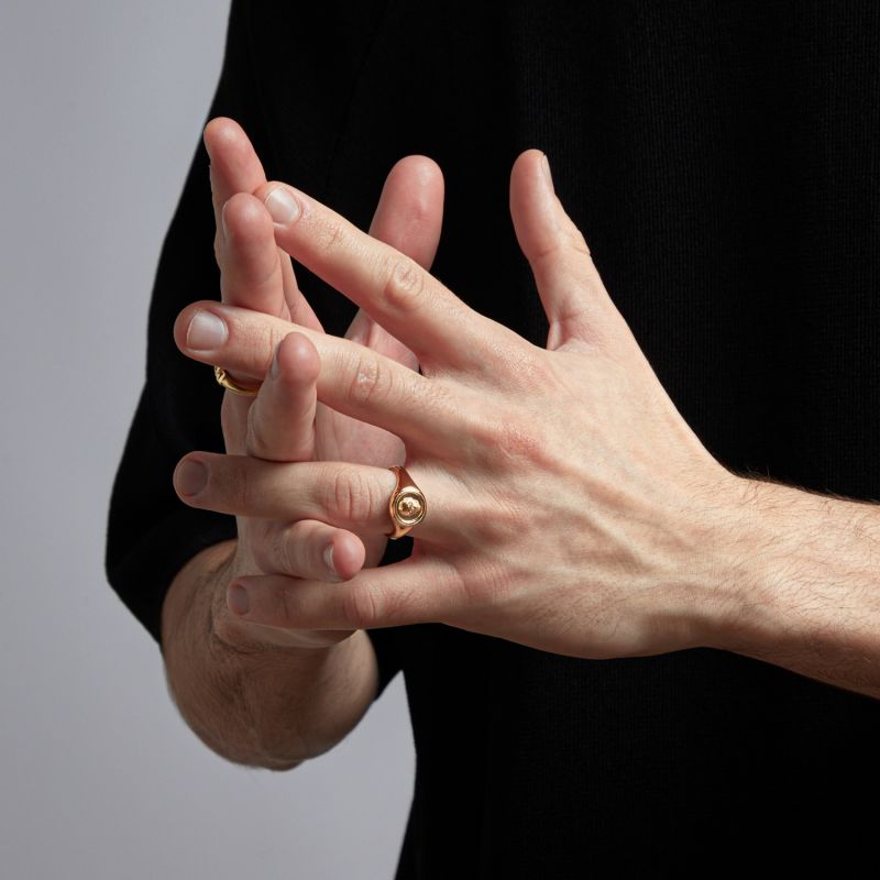 Atticus Skull Seal Pinky Ring In Gold image