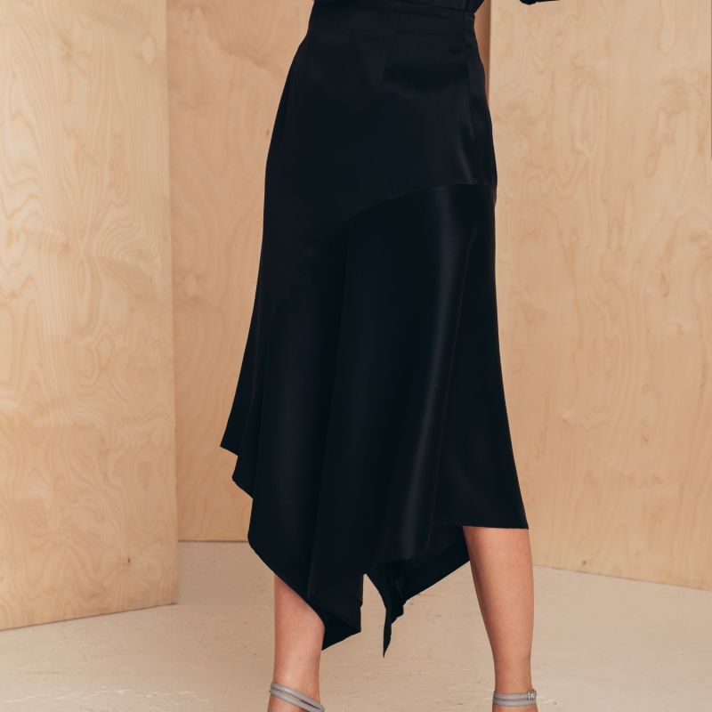 Silk Skirt With Asymmetric Hem by MIONÈ
