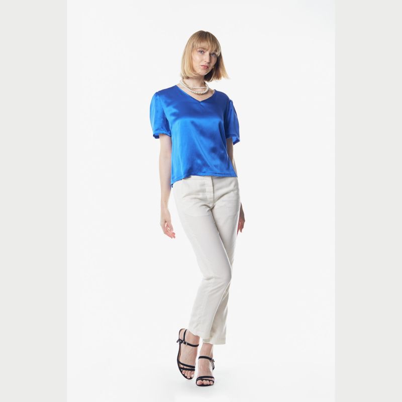 Shining Blue V-neck Blouse image