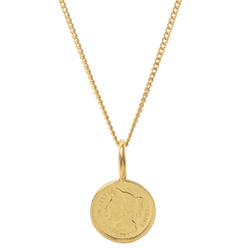 American Coin Necklace In Yellow Gold Plate image