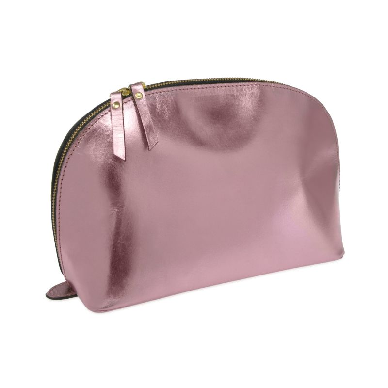 Lunar Metallic Pink Leather Wash Bag image