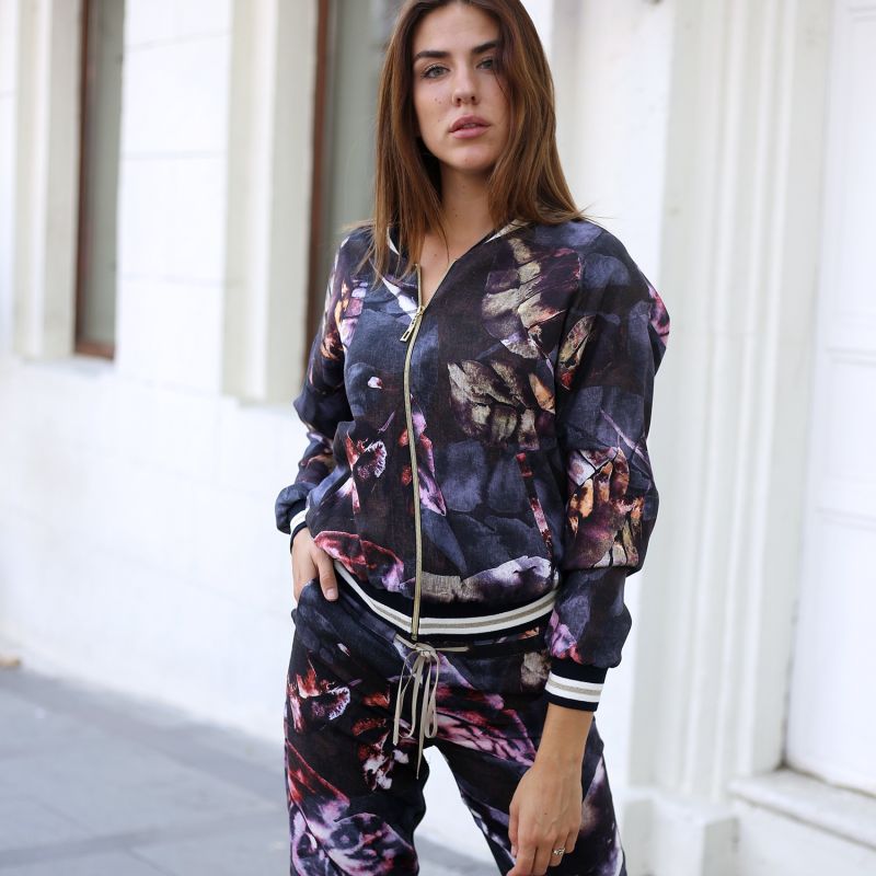 Viscose Bomber Jacket With Leaf Prints image