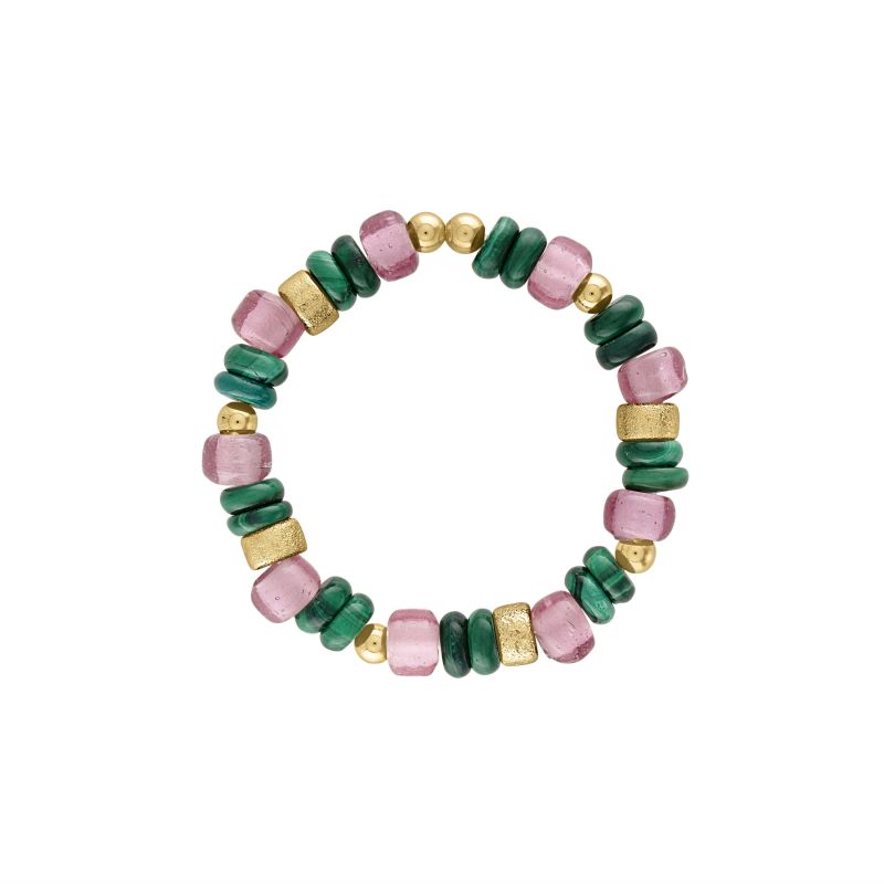 Malachite Mixed Glass Bead Bracelet image