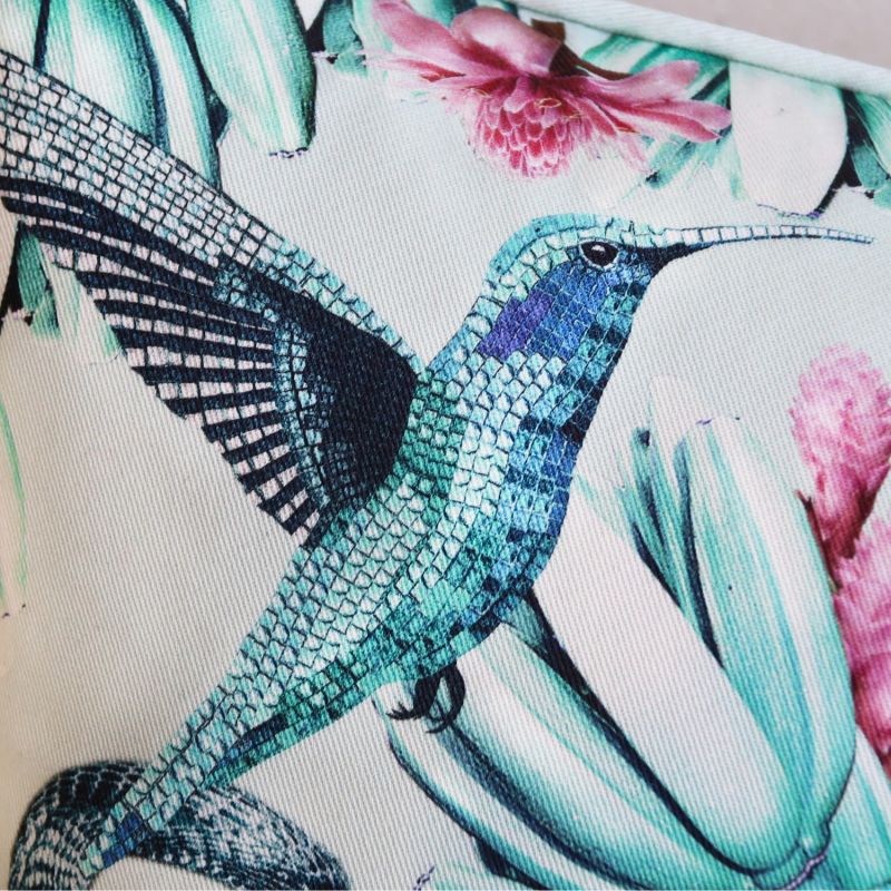 Mosaic Hummingbird And Snake Cotton Cushion image