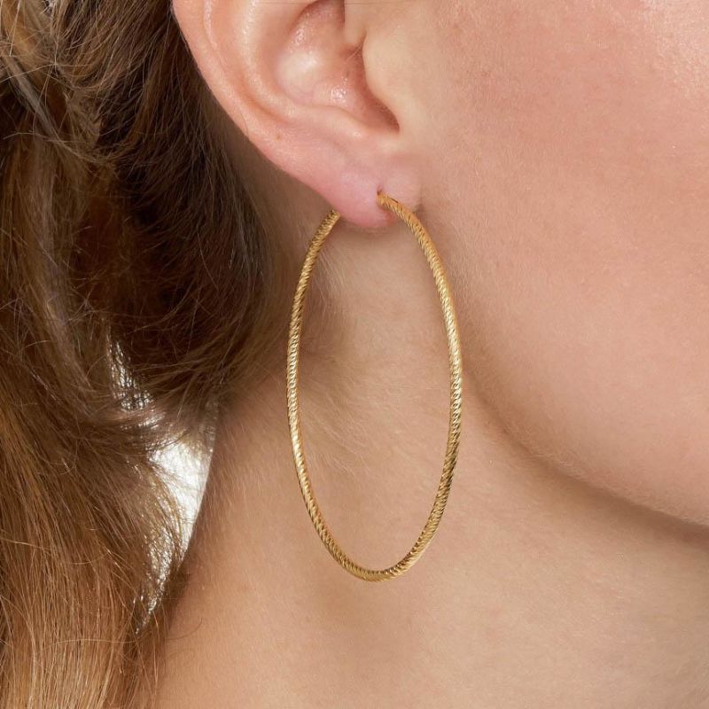 Sparkly Hoop Earrings Extra Large Gold image