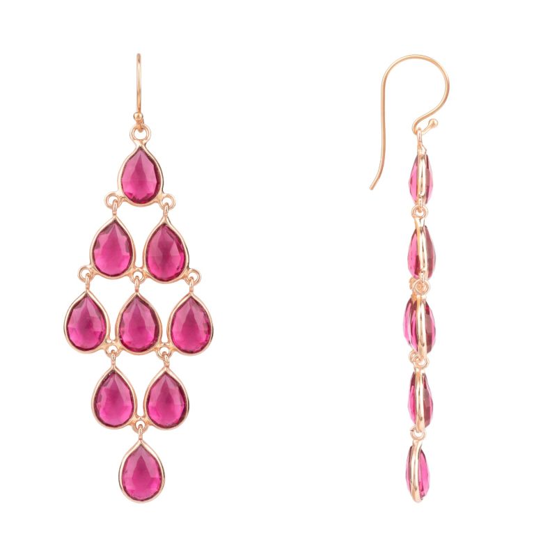 Erviola Gemstone Cascade Earrings Rose Gold Pink Tourmaline image