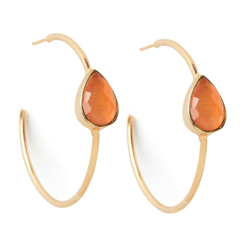 Spring Life Orange Gemstone Hoop Earrings image