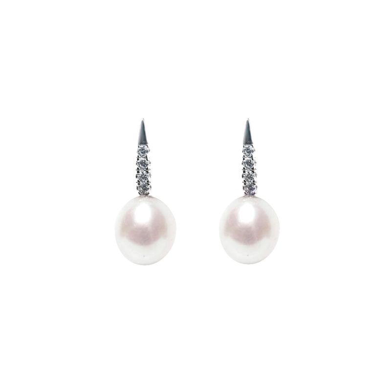 Lumini White Drop Pearl Earrings image