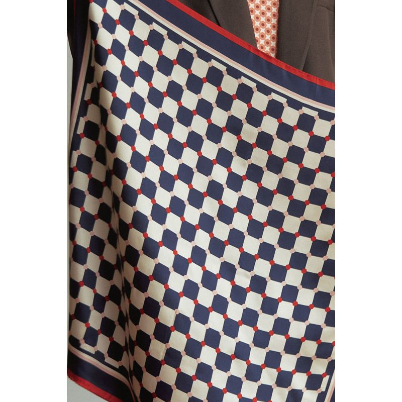 "Checkerboard" Silk  Bandana - Red White & Blue image