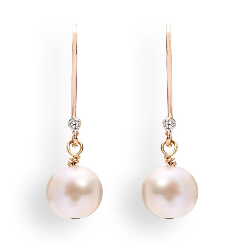 June Birthday Pink Pearl Drop Rose Gold Earrings image