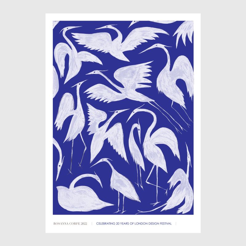 A3 Ldf Limited Edition Herons Print - Blue & White image