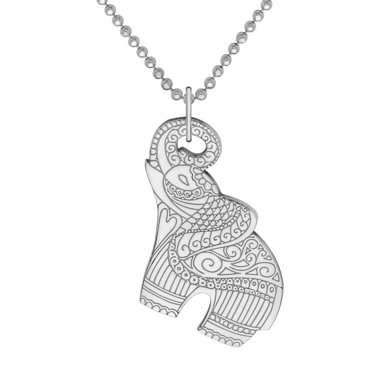 Medium Silver Elephant Pendant Necklace image