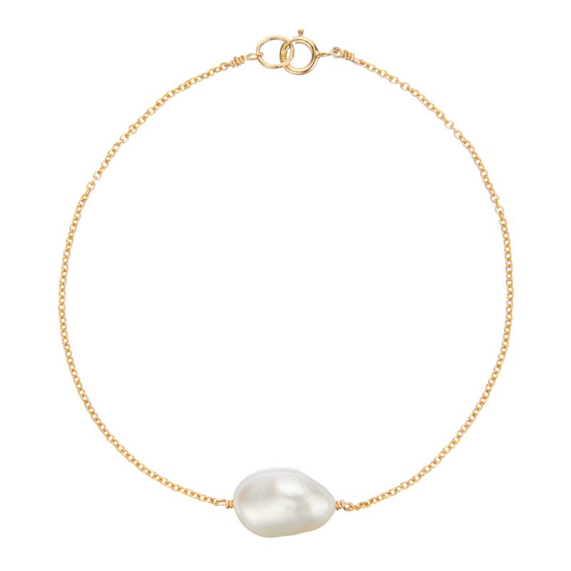 Gold Large Single Pearl Bracelet image