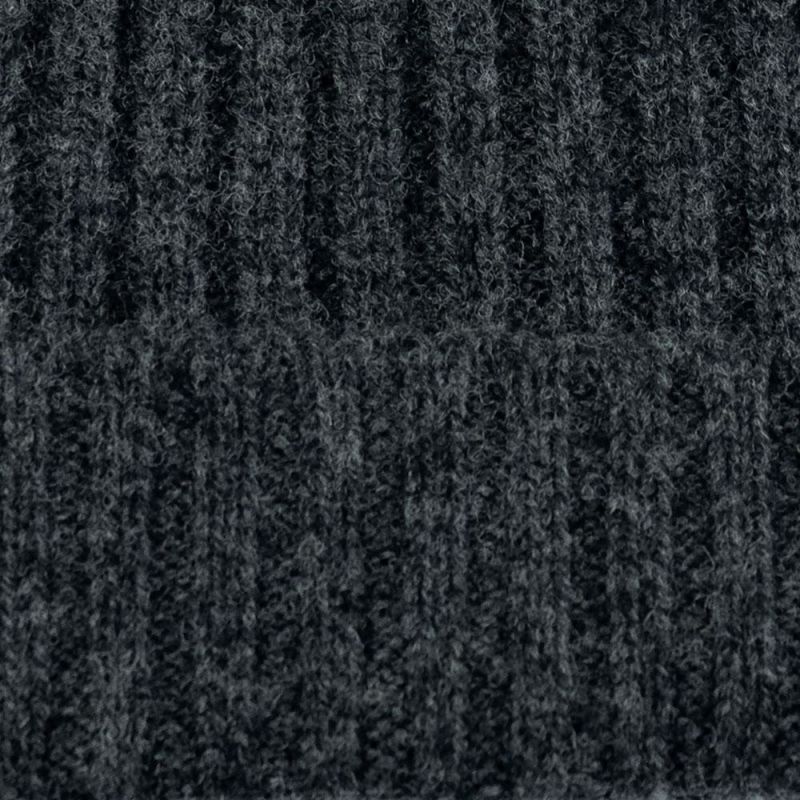 Unisex Lambswool Ribbed Beanie - Charcoal image