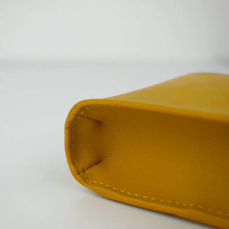 Handmade Adjustable Leather Phone Bag With Pocket - Amber Yellow image