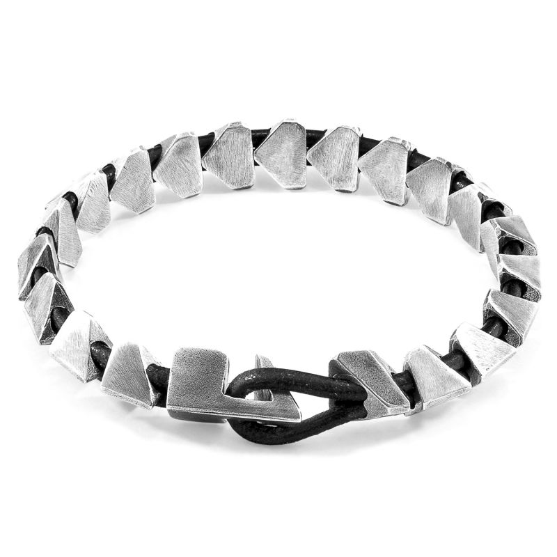 Raven Black Brixham Maxi Silver & Round Leather Bracelet image