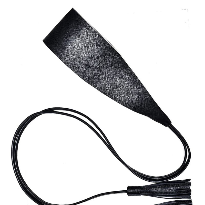 Leather Tassel Waist Belt- Black image