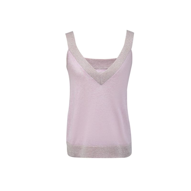 Knit V-Neck Tank Top - Rose Gold image