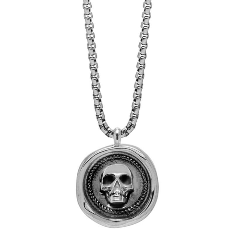 Atticus Skull Seal Necklace In Silver image