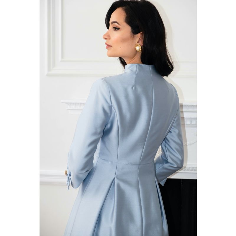 'Astor' 100% Wool & Silk Dress Coat In Blu image