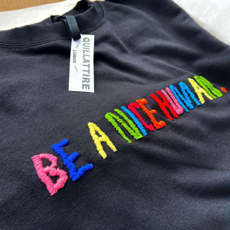 'Be A Nice Human' Black Organic Cotton Sweatshirt image