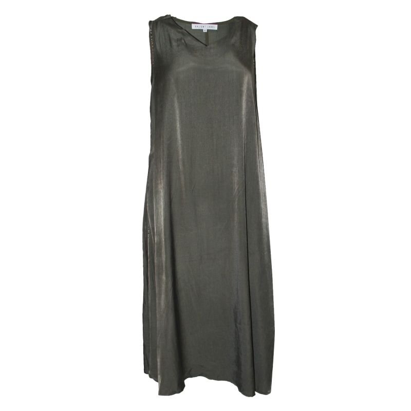 Savanna Soft Cupro Flare Dress In Dark Olivine image