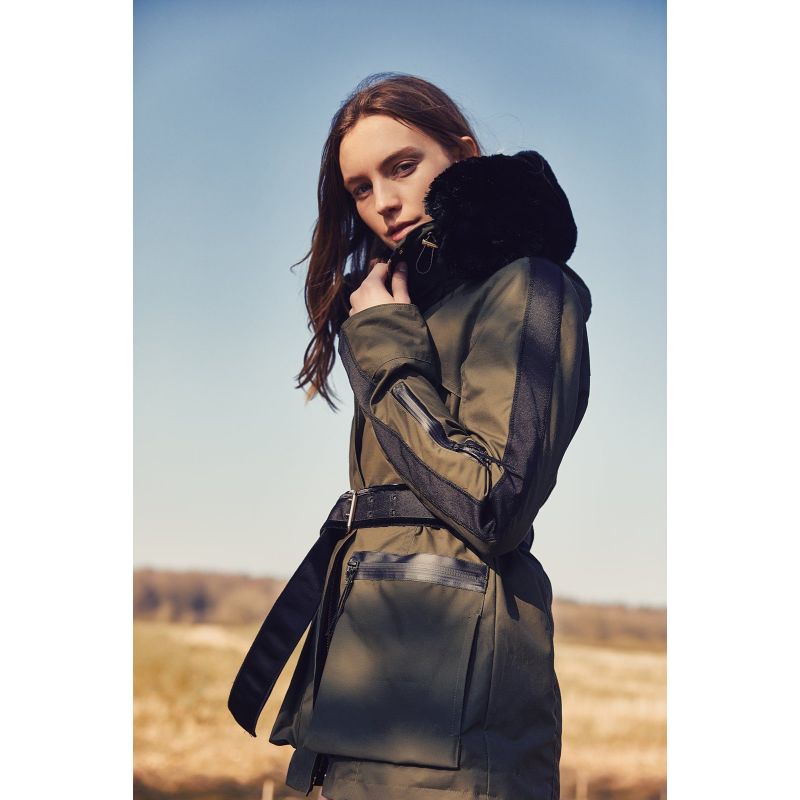 Amanda Wakeley 'Elements' Parka In Military Green With Faux Fur image