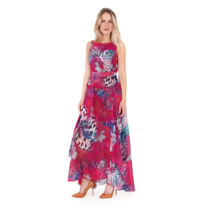 Butterfly Raspberry Chiffon Dress image