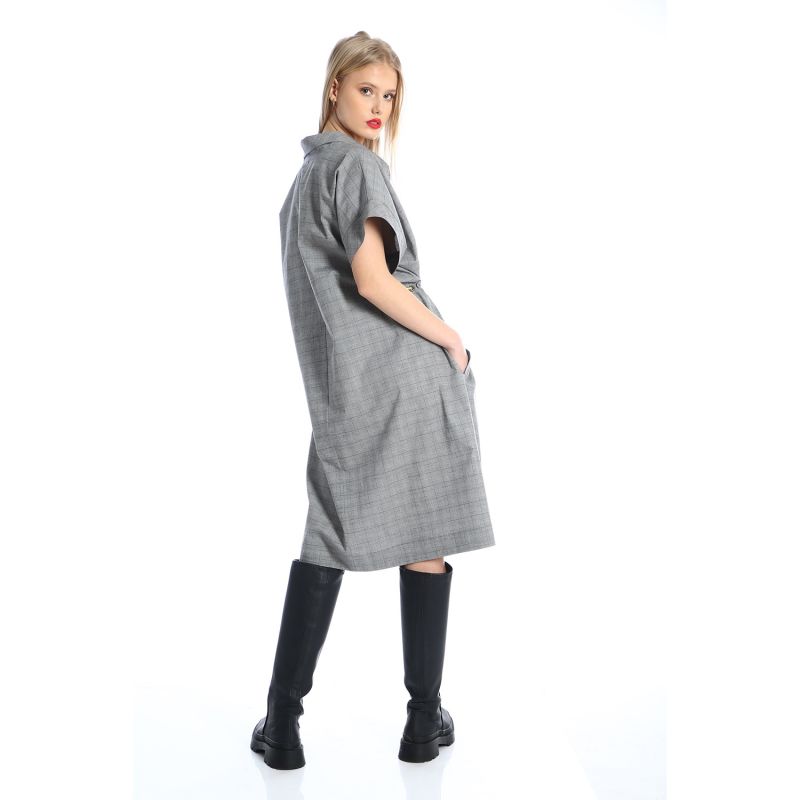 Oversized Checkered Grey Dress image