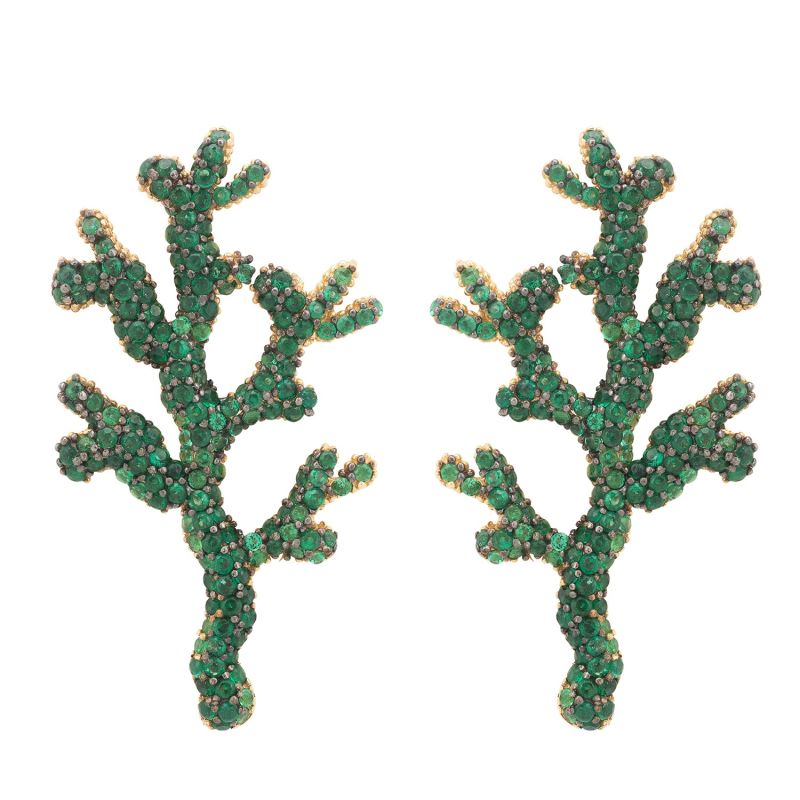 Coral Reef Earrings Green Cz image