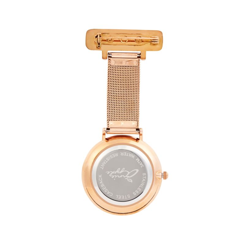 Annie Apple Grey & Rose Gold Mesh Nurse Fob Watch image