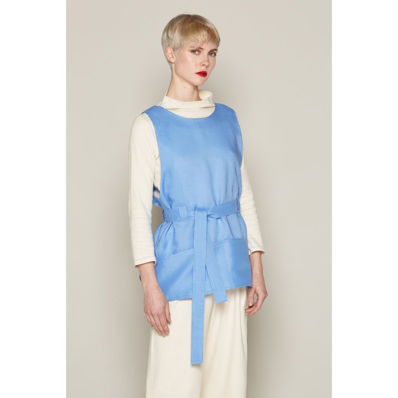 Bibbe Top In Organic Linen In Blue image