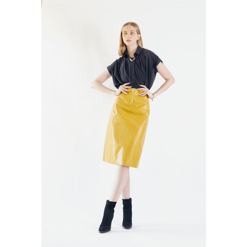 Power Woman Mustard Leather Skirt image