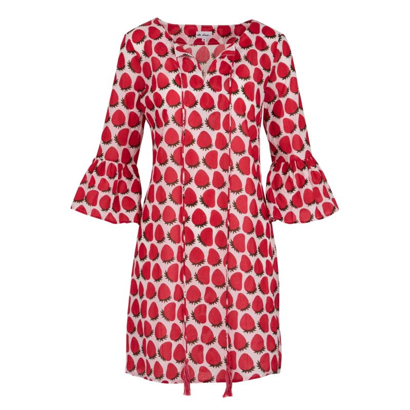 Belle Tassel Cotton Dress in Ripe Strawberry image