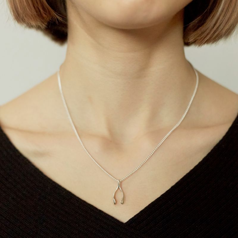 Tiny Sterling Silver Wishbone Necklace image