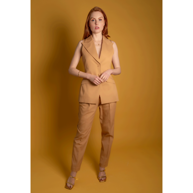 Tailored Cotton Trouser - Brown image