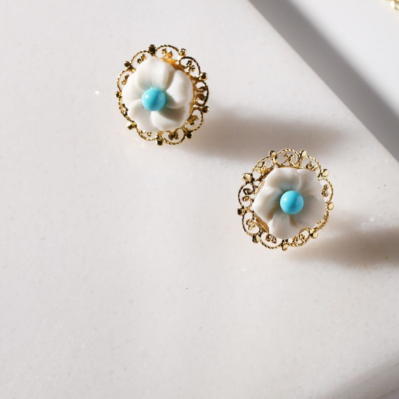 Flower Power Gold Vermeil Turquoise Earrings image